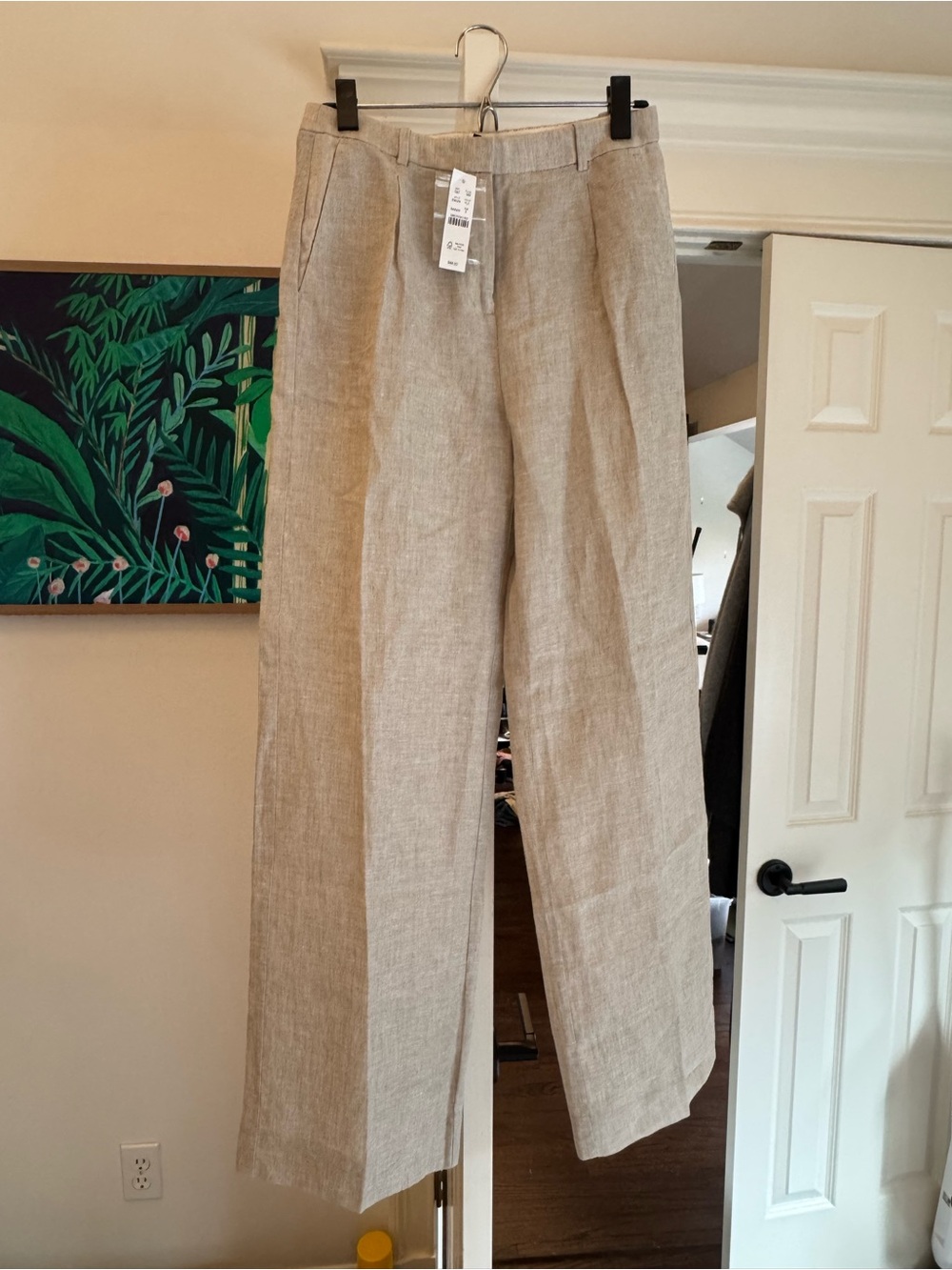 NWT J. Crew Essential Wide Leg Pant in Linen Light Beige Flax size 2